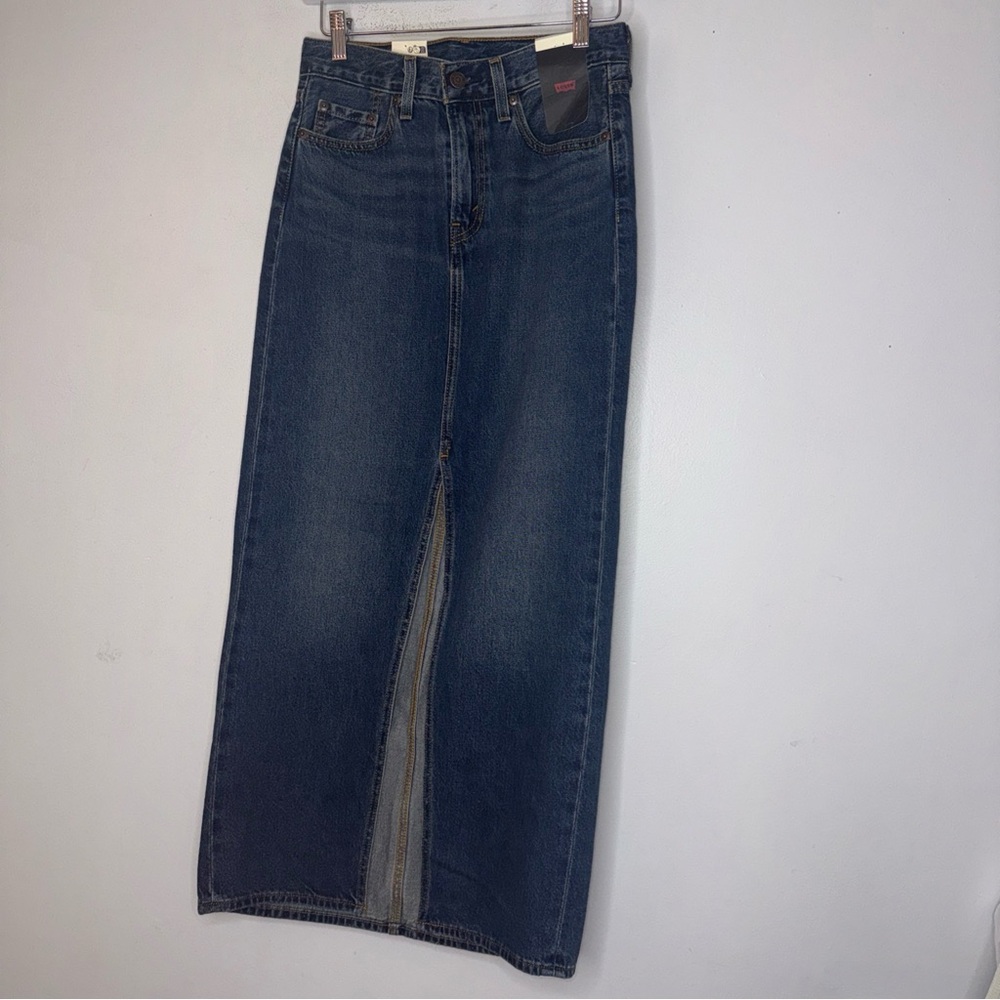 NWT Levi’s Front‎ Slit Maxi Denim Skirt Size 24 Preppy